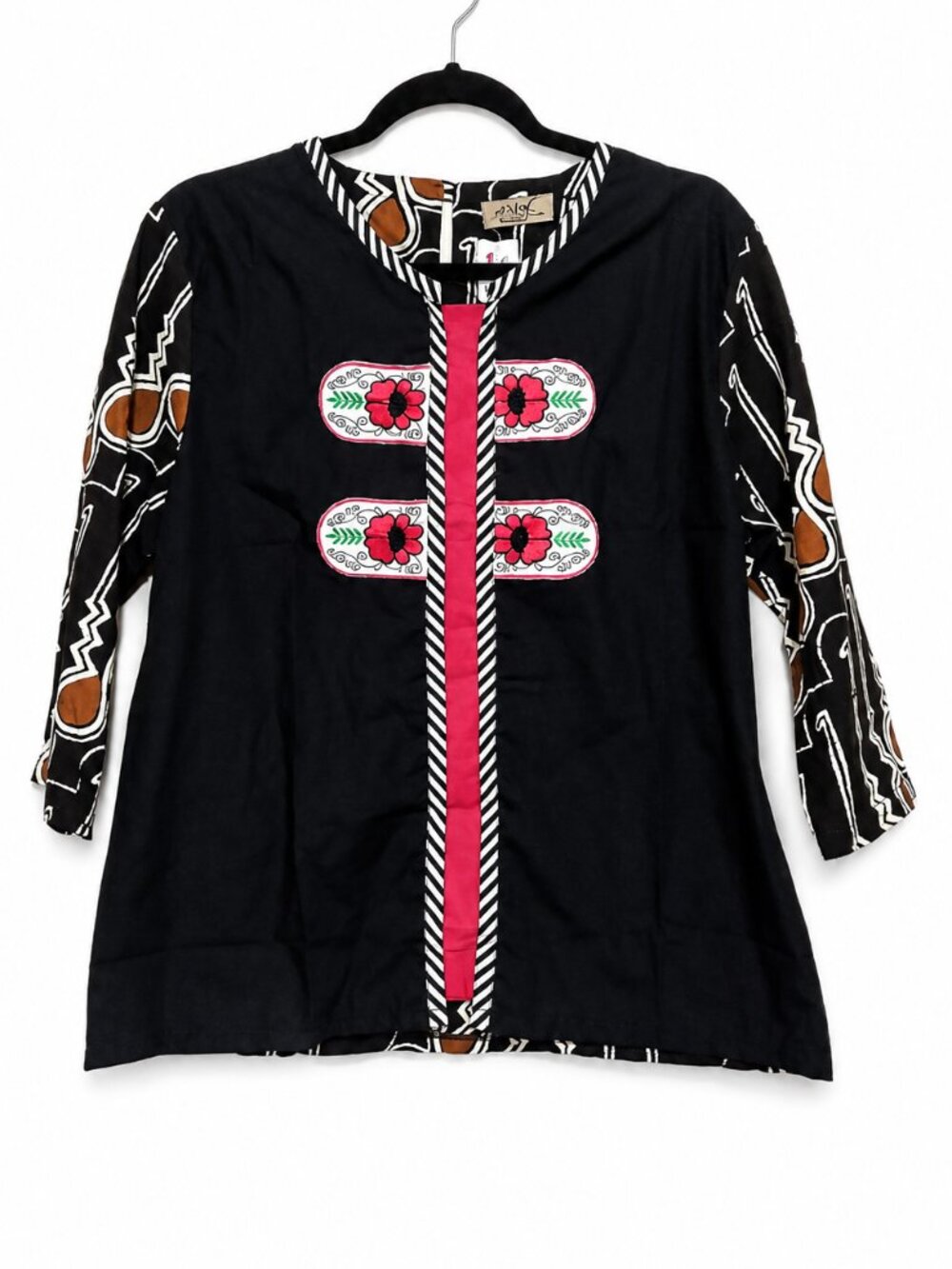 Black Embroidered Tunic Boho Wearable Art